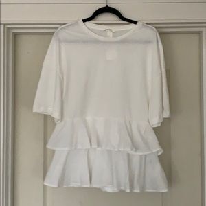 H&M White Ruffled Shirt